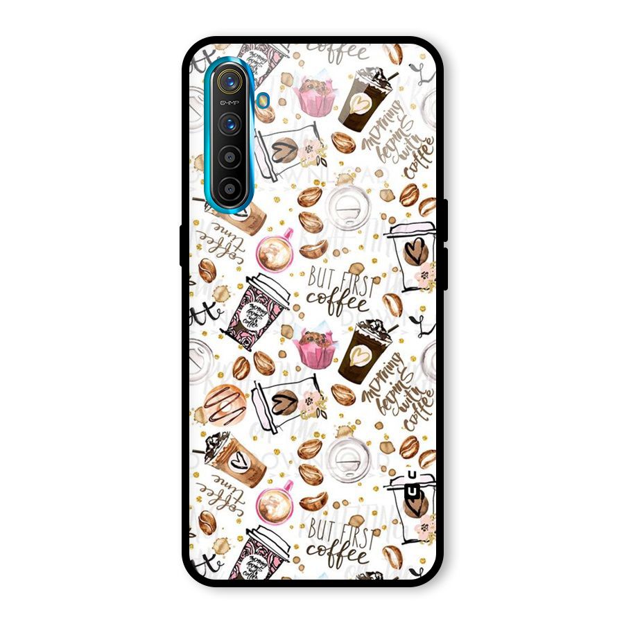 Coffee Pattern Glass Back Case for Realme X2