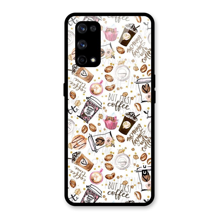 Coffee Pattern Glass Back Case for Realme X7 Pro
