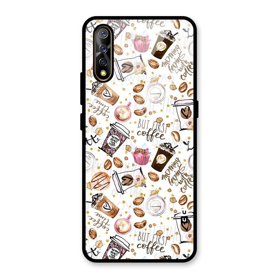 Coffee Pattern Glass Back Case for Vivo Z1x