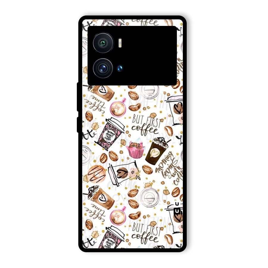 Coffee Pattern Glass Back Case for Vivo iQOO 9 Pro