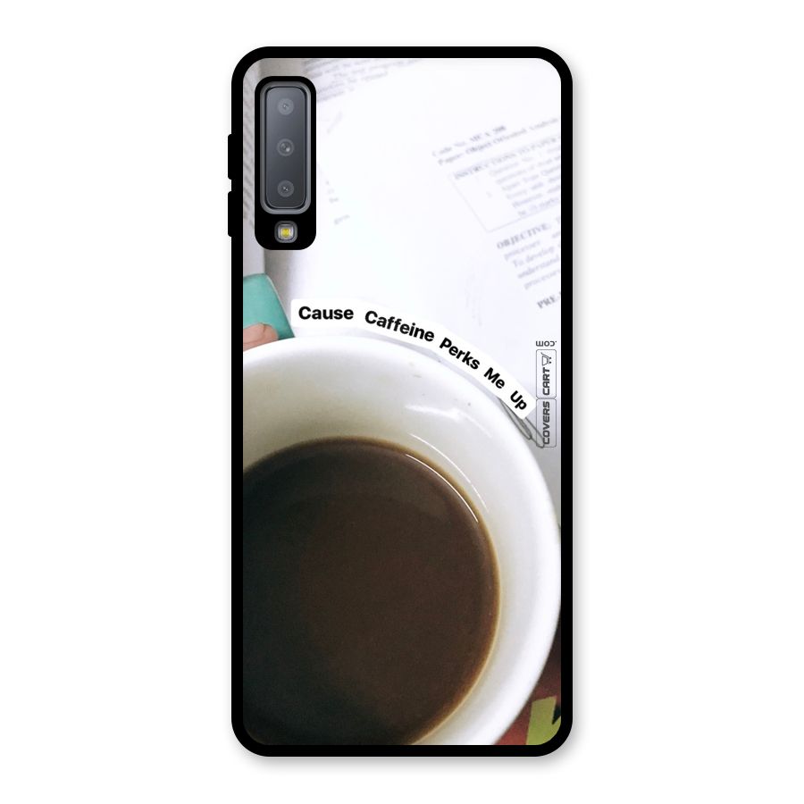Coffee Perks Glass Back Case for Galaxy A7 (2018)