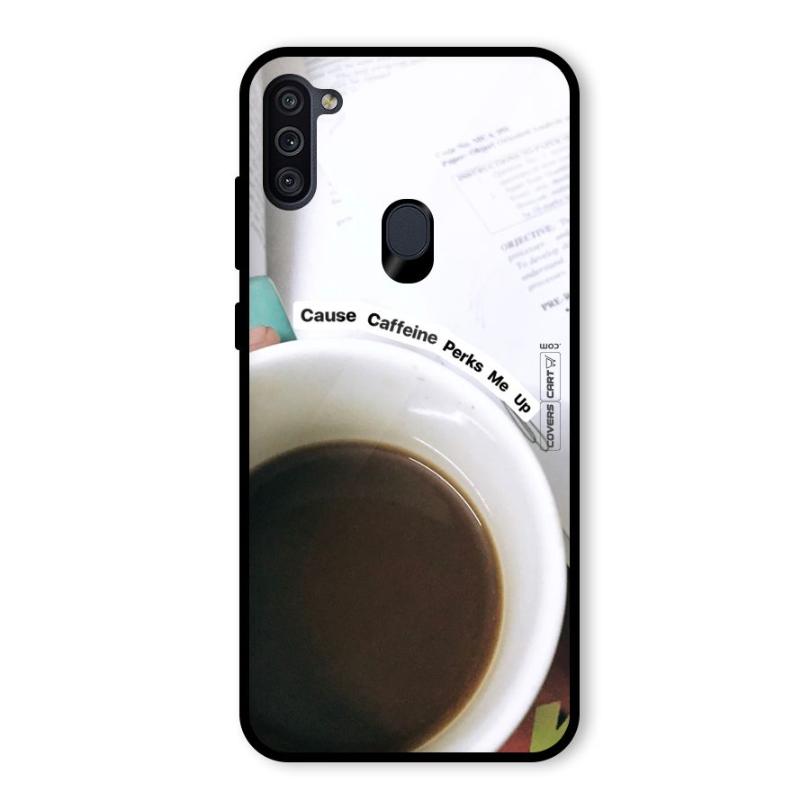 Coffee Perks Glass Back Case for Galaxy M11