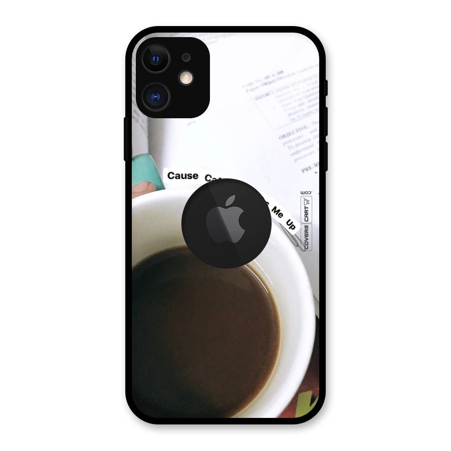 Coffee Perks Glass Back Case for iPhone 11 Logo Cut