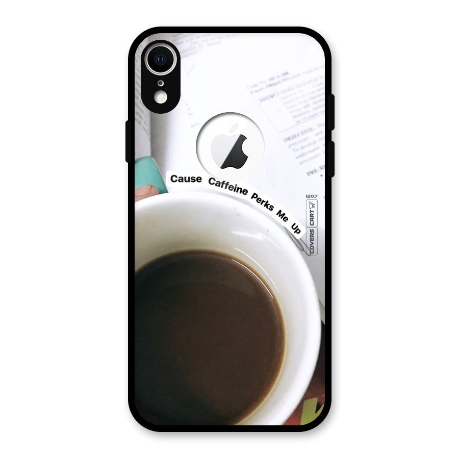 Coffee Perks Glass Back Case for iPhone XR Logo Cut