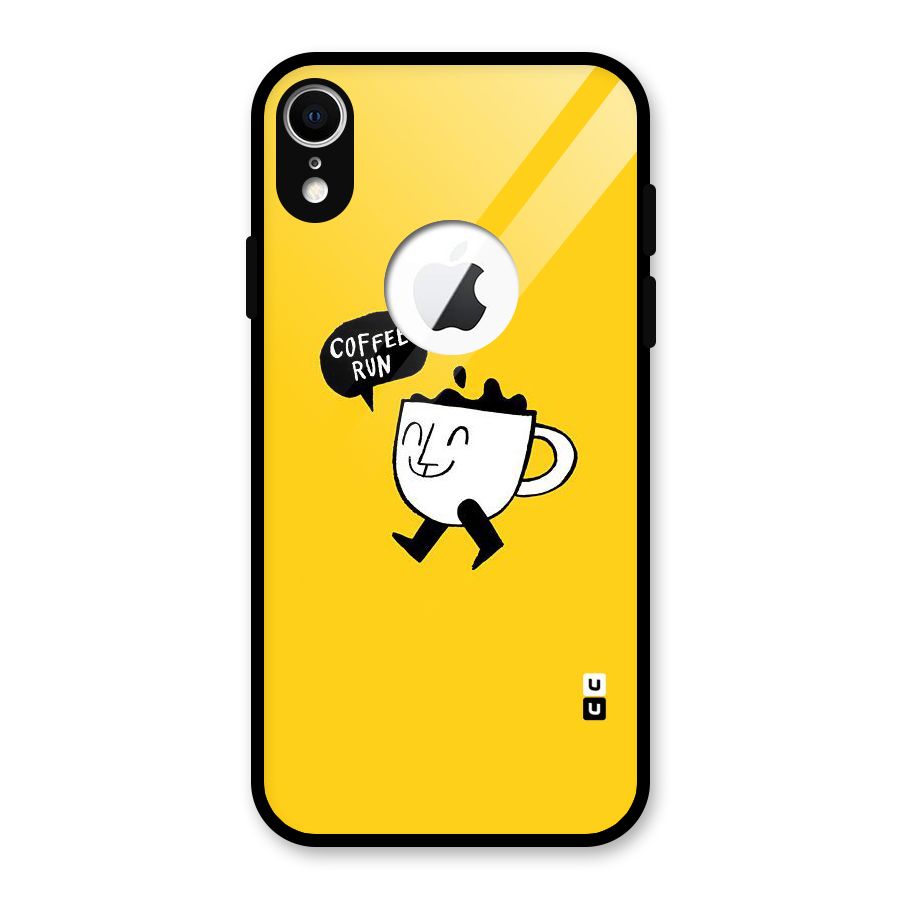 Coffee Run Glass Back Case for iPhone XR Logo Cut