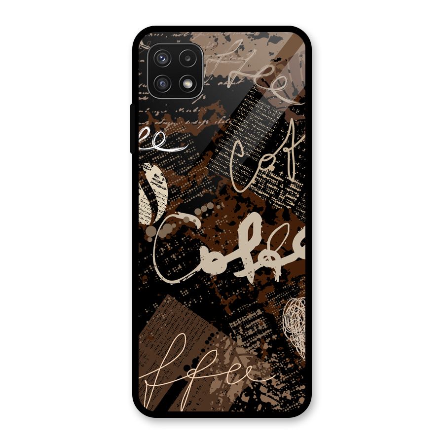 Coffee Scribbles Glass Back Case for Galaxy A22 5G