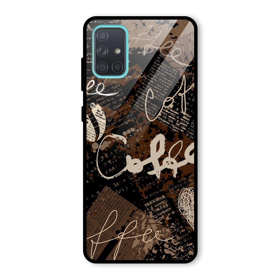 Coffee Scribbles Glass Back Case for Galaxy A71