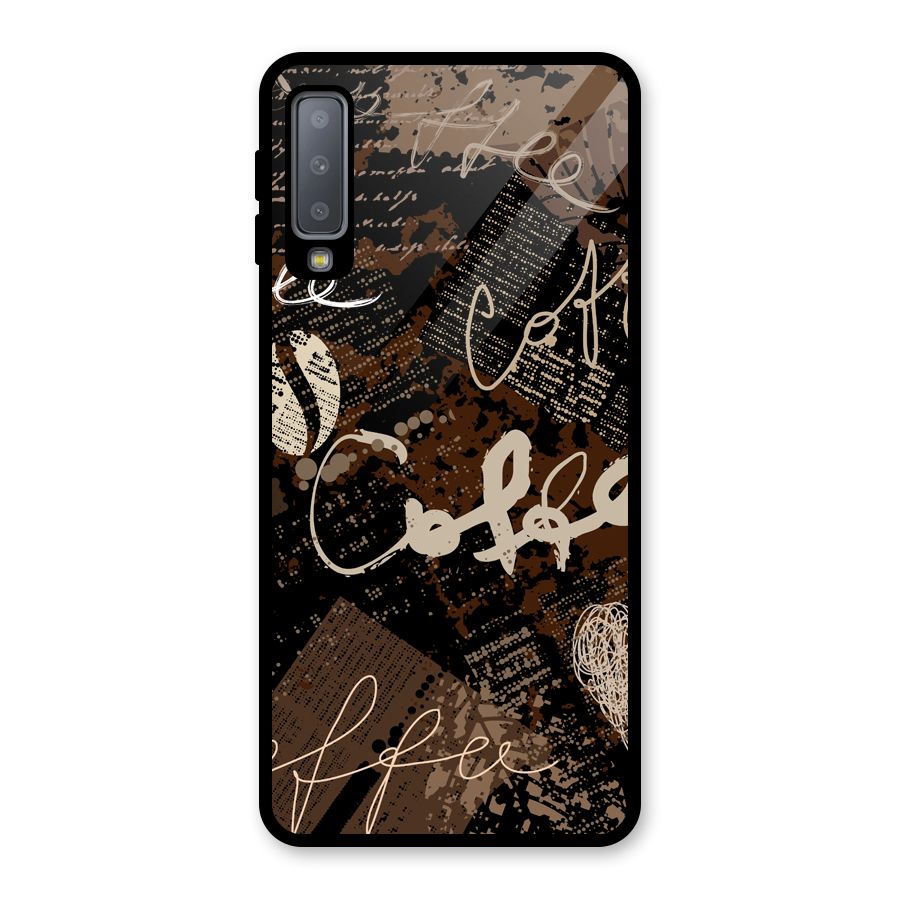 Coffee Scribbles Glass Back Case for Galaxy A7 (2018)