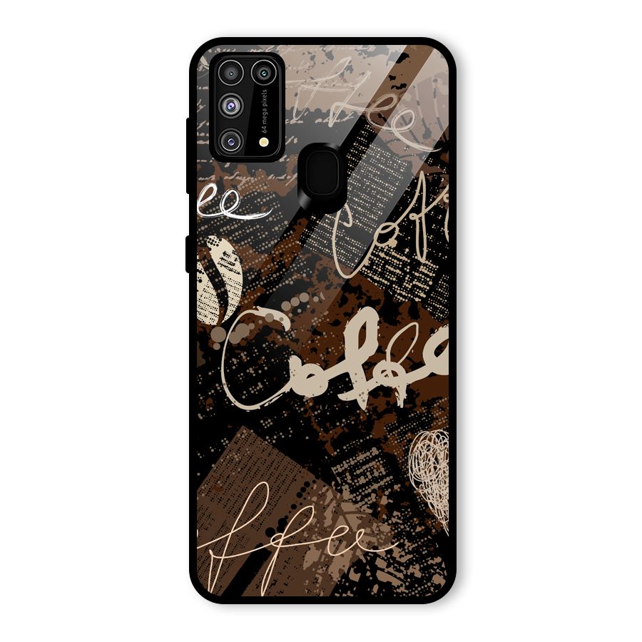 Coffee Scribbles Glass Back Case for Galaxy F41