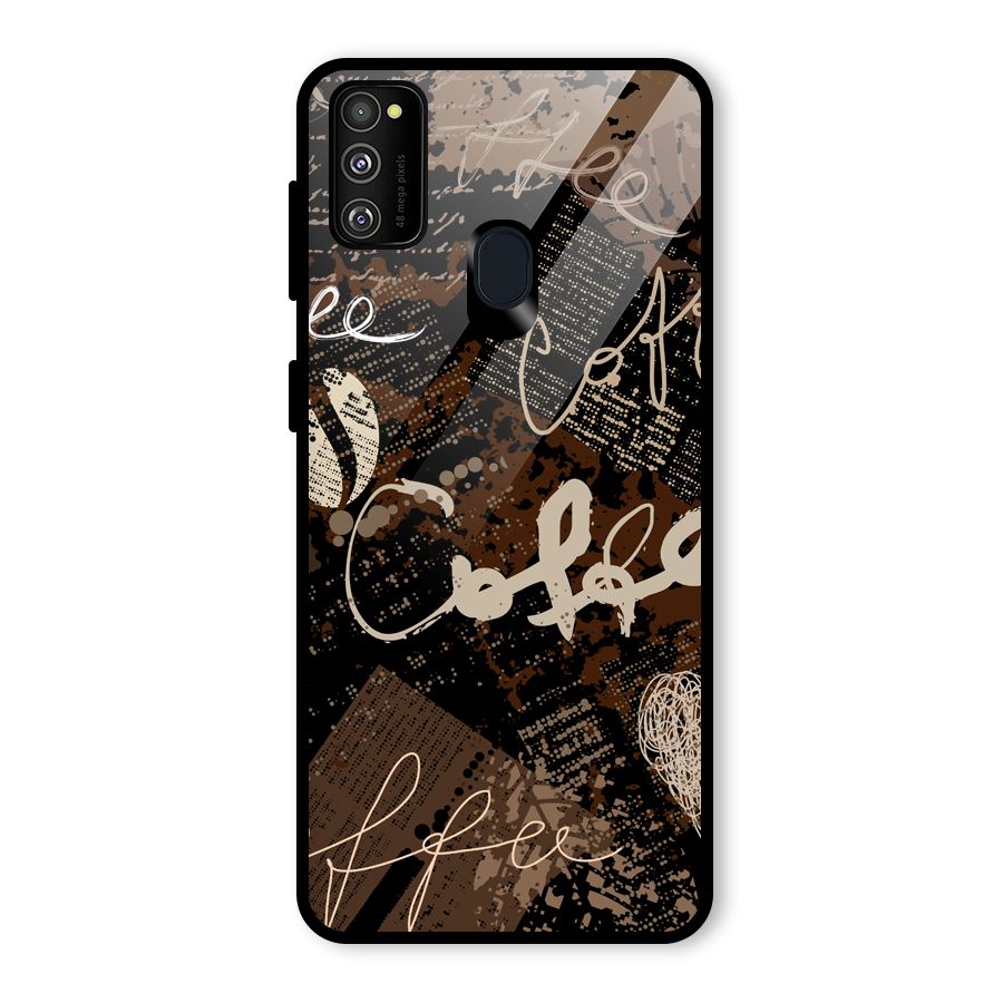 Coffee Scribbles Glass Back Case for Galaxy M30s