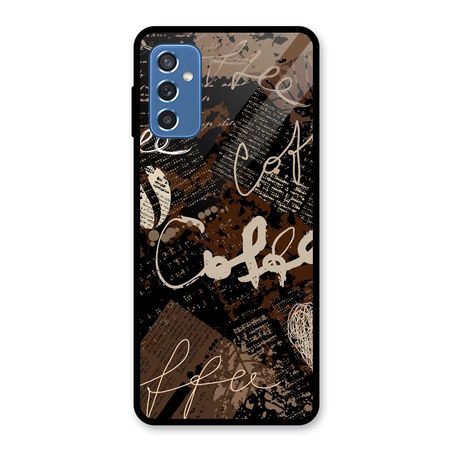 Coffee Scribbles Glass Back Case for Galaxy M52 5G