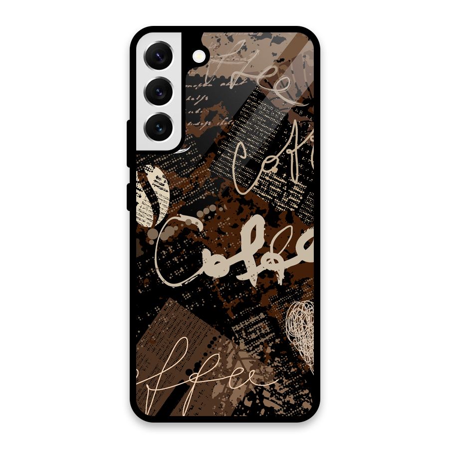 Coffee Scribbles Glass Back Case for Galaxy S22 Plus 5G