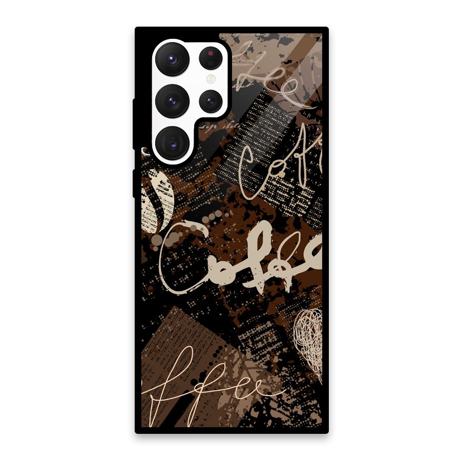 Coffee Scribbles Glass Back Case for Galaxy S22 Ultra 5G