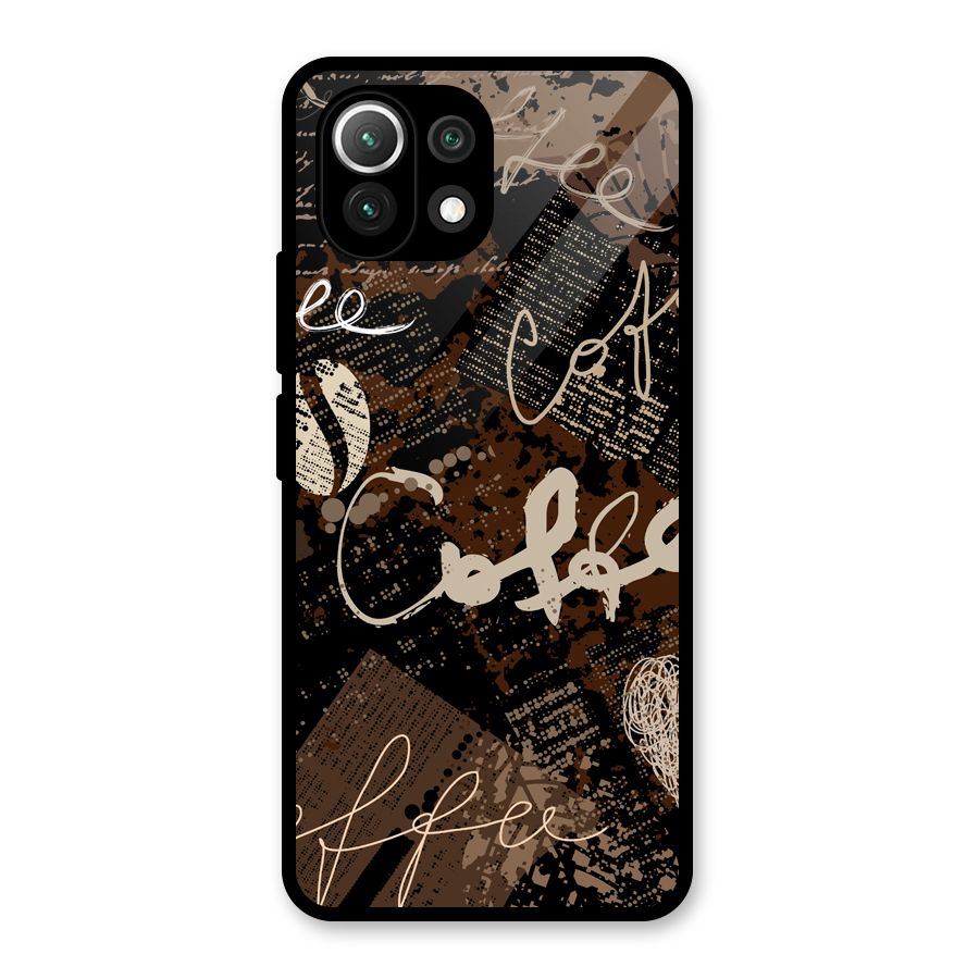 Coffee Scribbles Glass Back Case for Mi 11 Lite