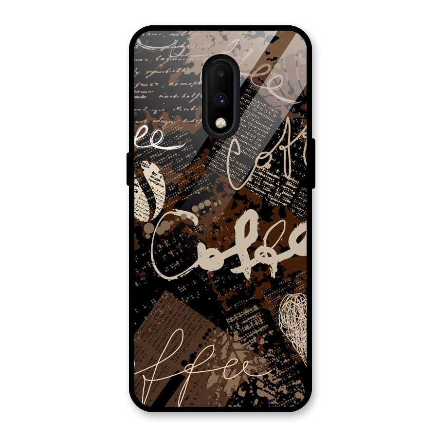 Coffee Scribbles Glass Back Case for OnePlus 7