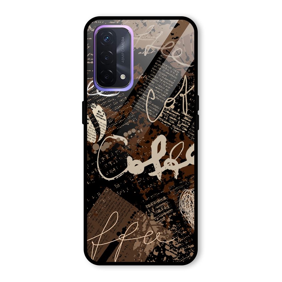 Coffee Scribbles Glass Back Case for Oppo A74 5G