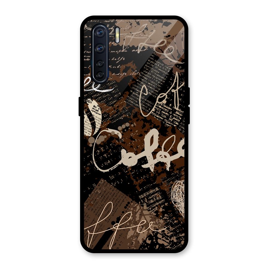 Coffee Scribbles Glass Back Case for Oppo F15
