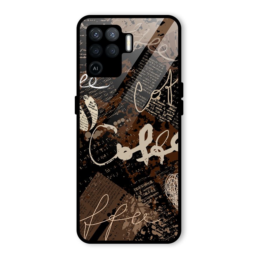Coffee Scribbles Glass Back Case for Oppo F19 Pro