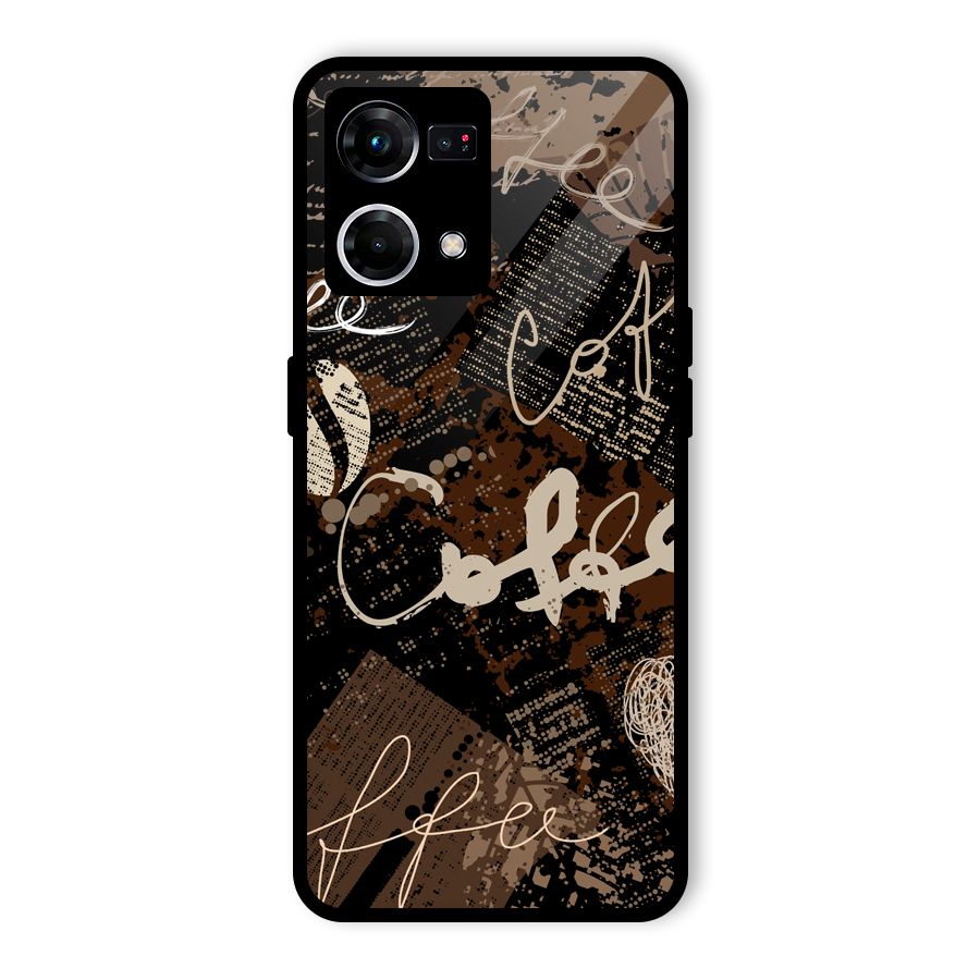 Coffee Scribbles Glass Back Case for Oppo F21s Pro 4G