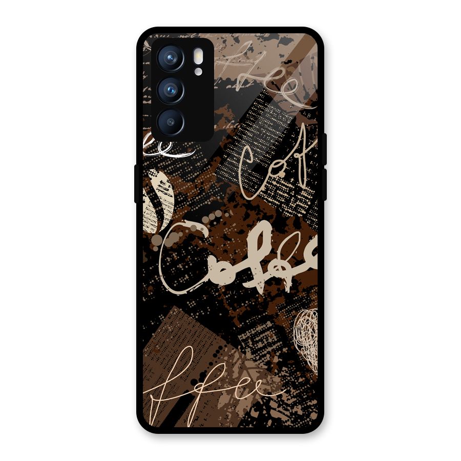 Coffee Scribbles Glass Back Case for Oppo Reno6 5G