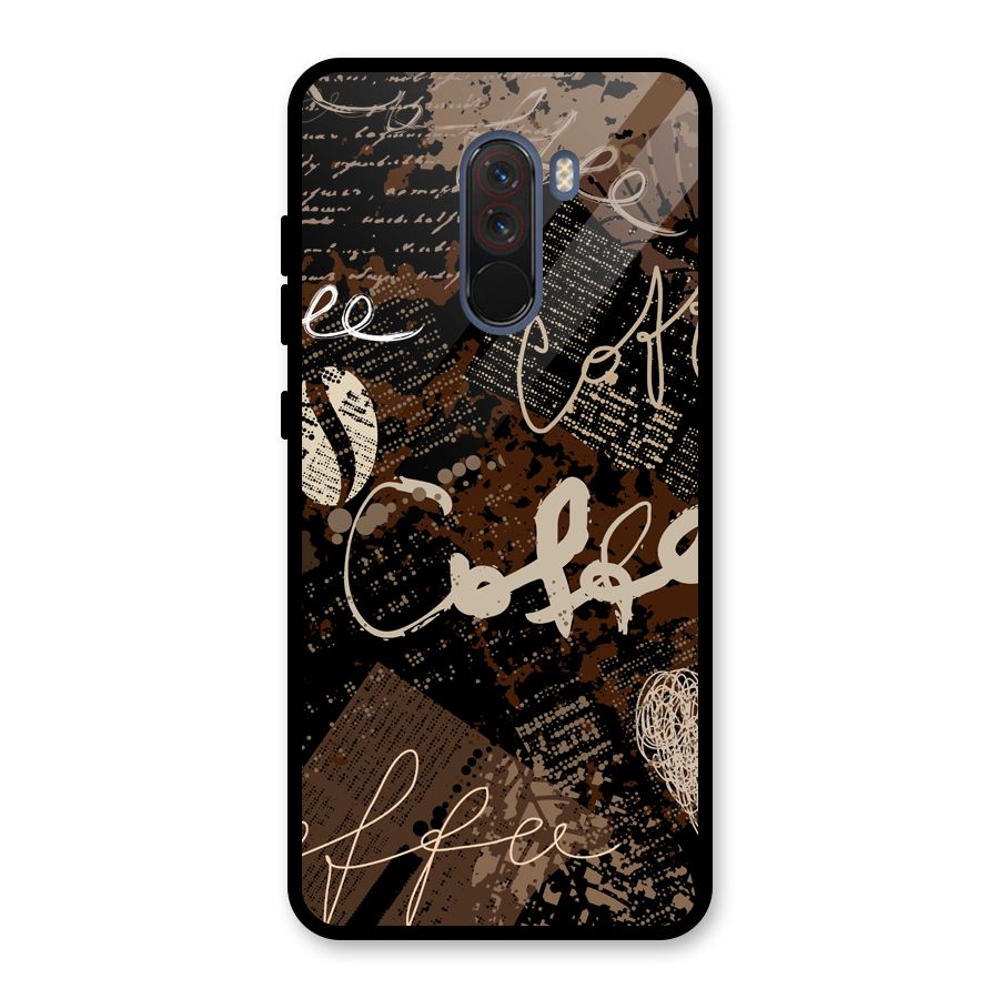 Coffee Scribbles Glass Back Case for Poco F1