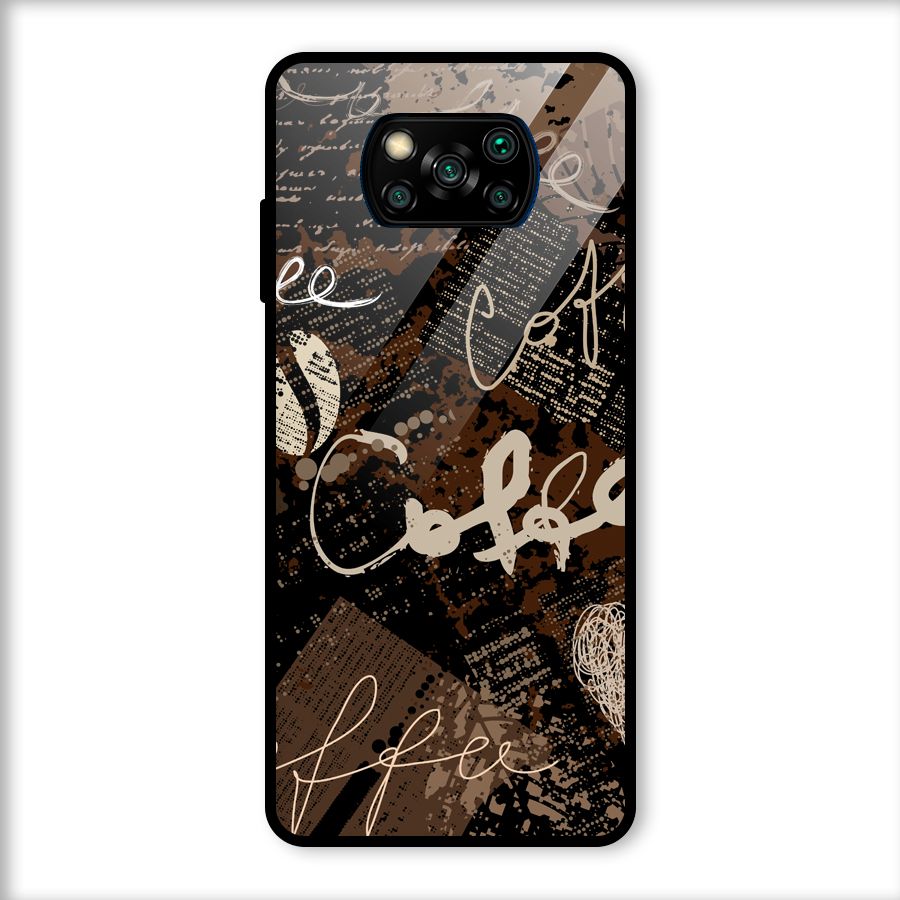 Coffee Scribbles Glass Back Case for Poco X3