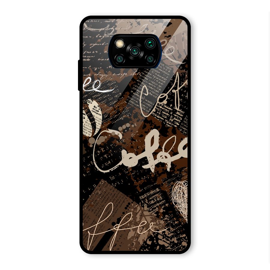 Coffee Scribbles Glass Back Case for Poco X3 Pro