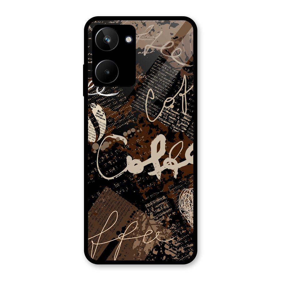 Coffee Scribbles Glass Back Case for Realme 10