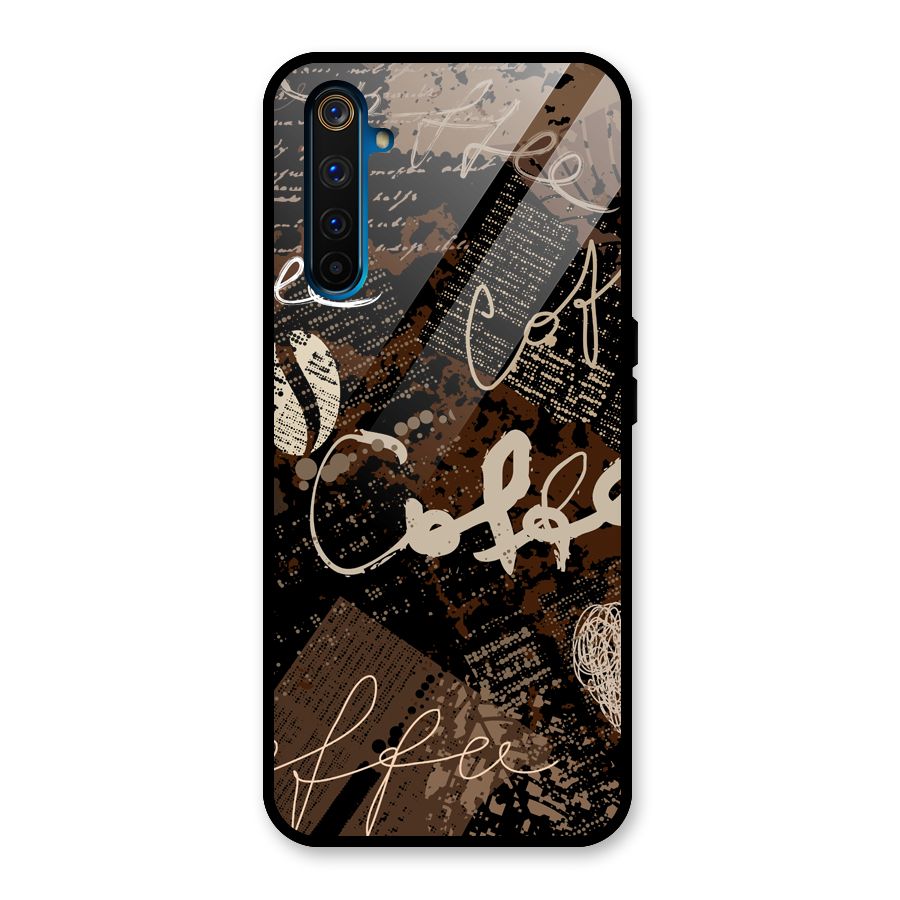 Coffee Scribbles Glass Back Case for Realme 6 Pro