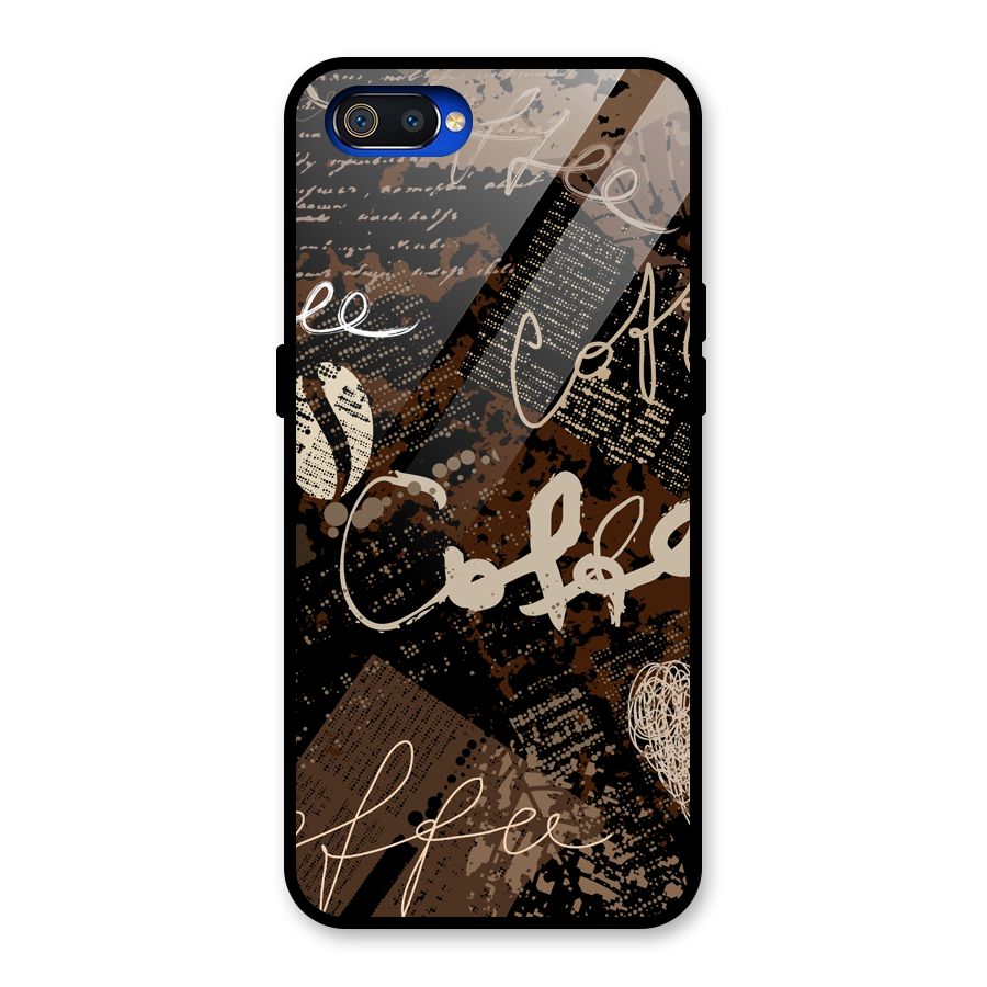 Coffee Scribbles Glass Back Case for Realme C2