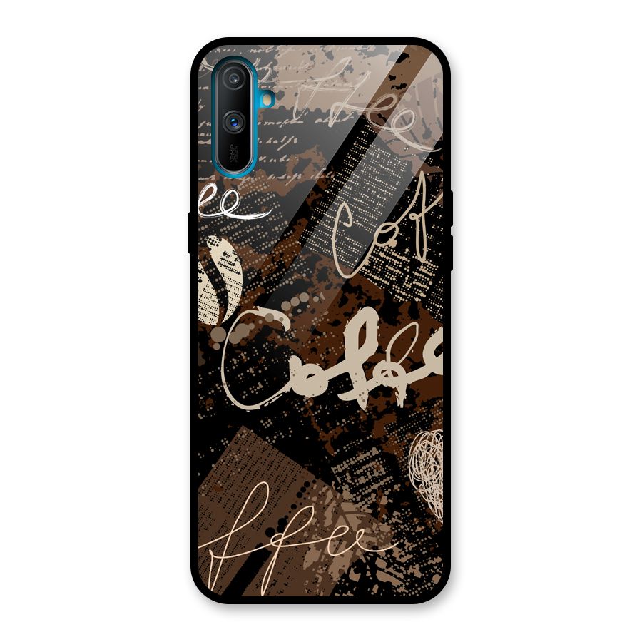 Coffee Scribbles Glass Back Case for Realme C3