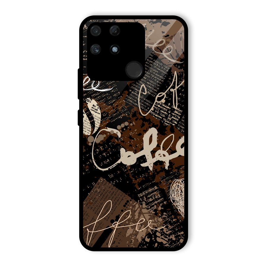 Coffee Scribbles Glass Back Case for Realme Narzo 50A