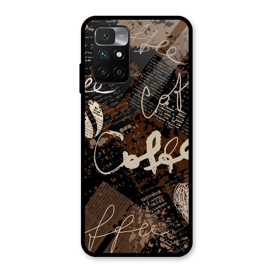 Coffee Scribbles Glass Back Case for Redmi 10 Prime