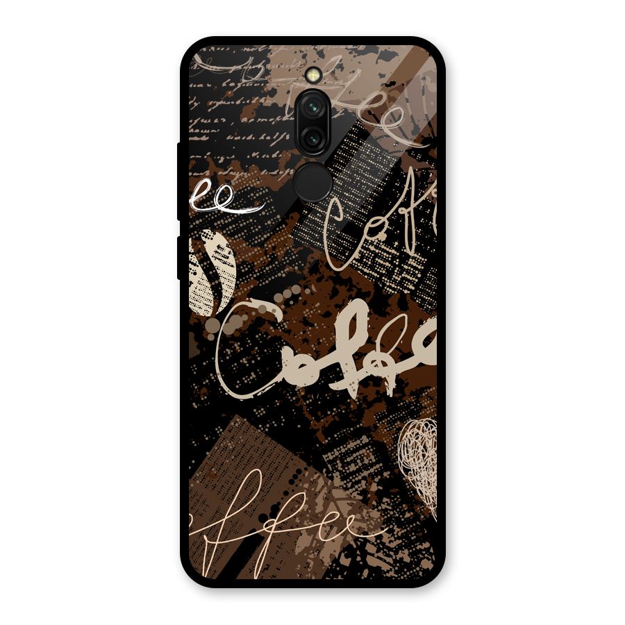 Coffee Scribbles Glass Back Case for Redmi 8