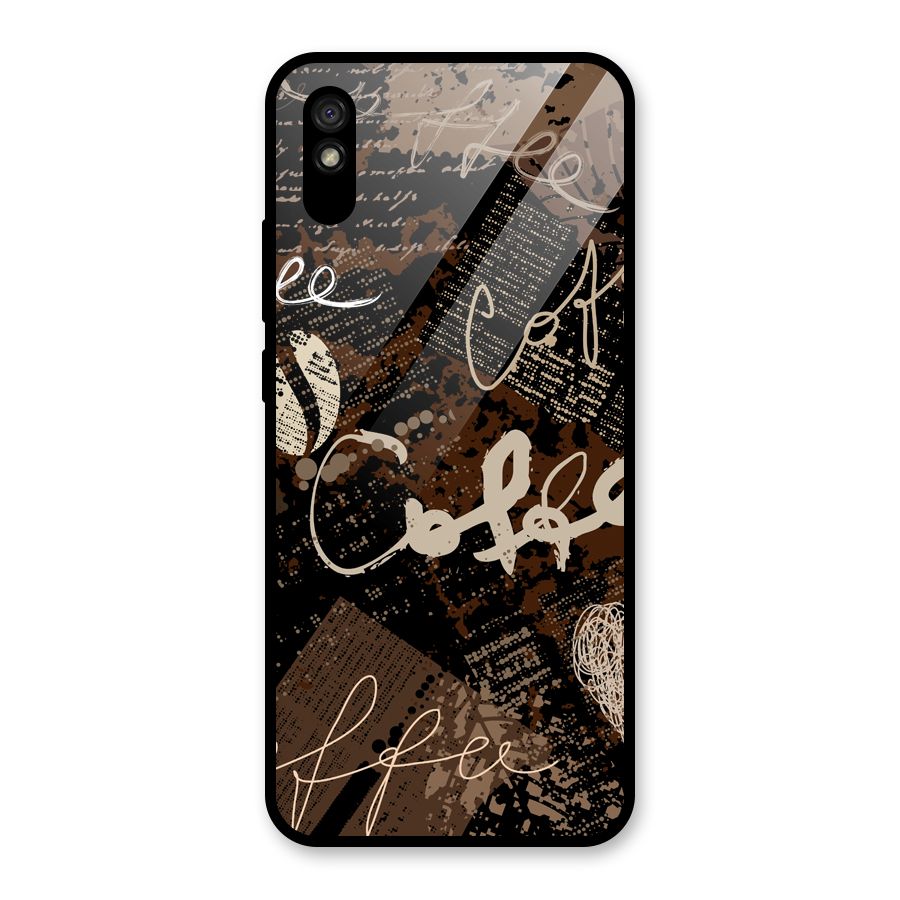 Coffee Scribbles Glass Back Case for Redmi 9A