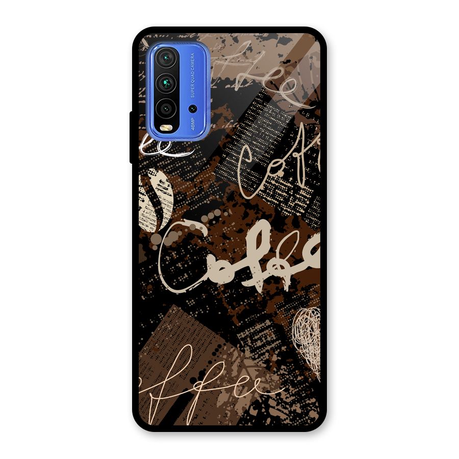 Coffee Scribbles Glass Back Case for Redmi 9 Power