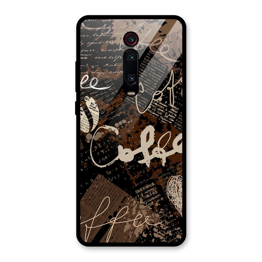 Coffee Scribbles Glass Back Case for Redmi K20