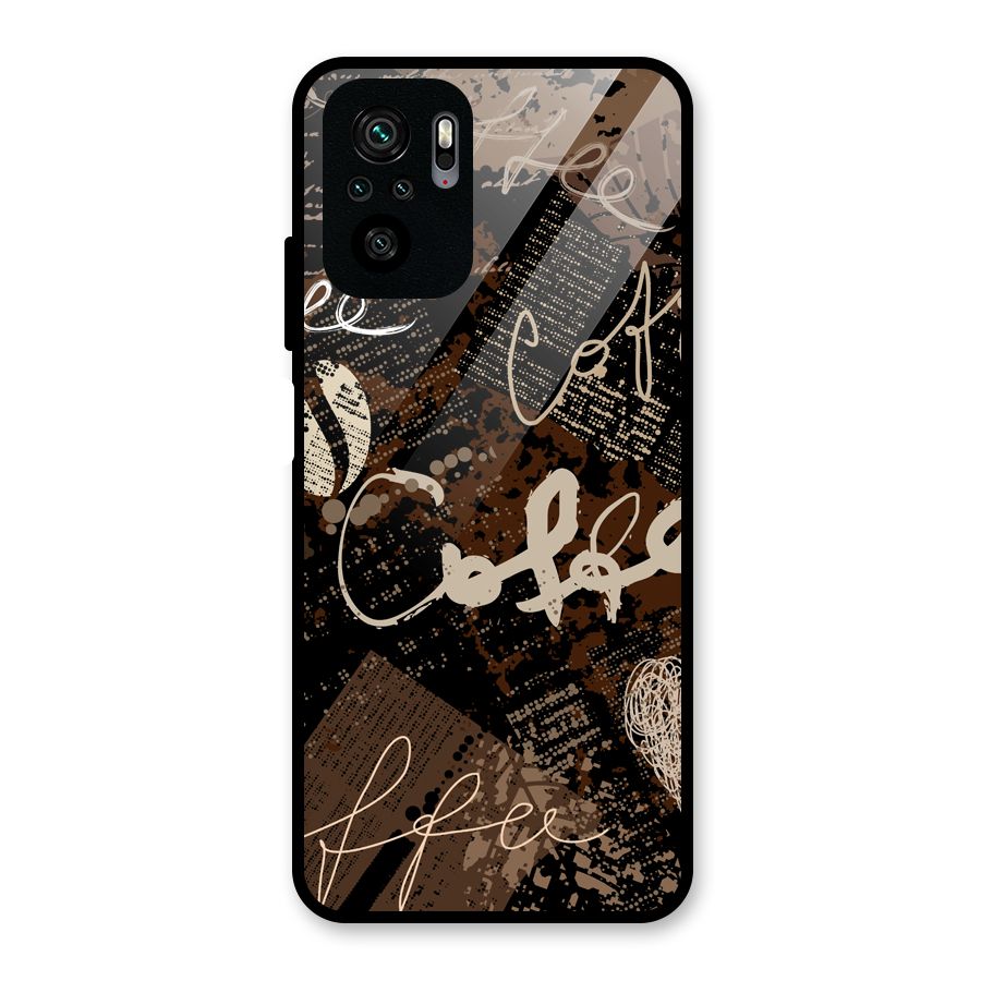 Coffee Scribbles Glass Back Case for Redmi Note 10S