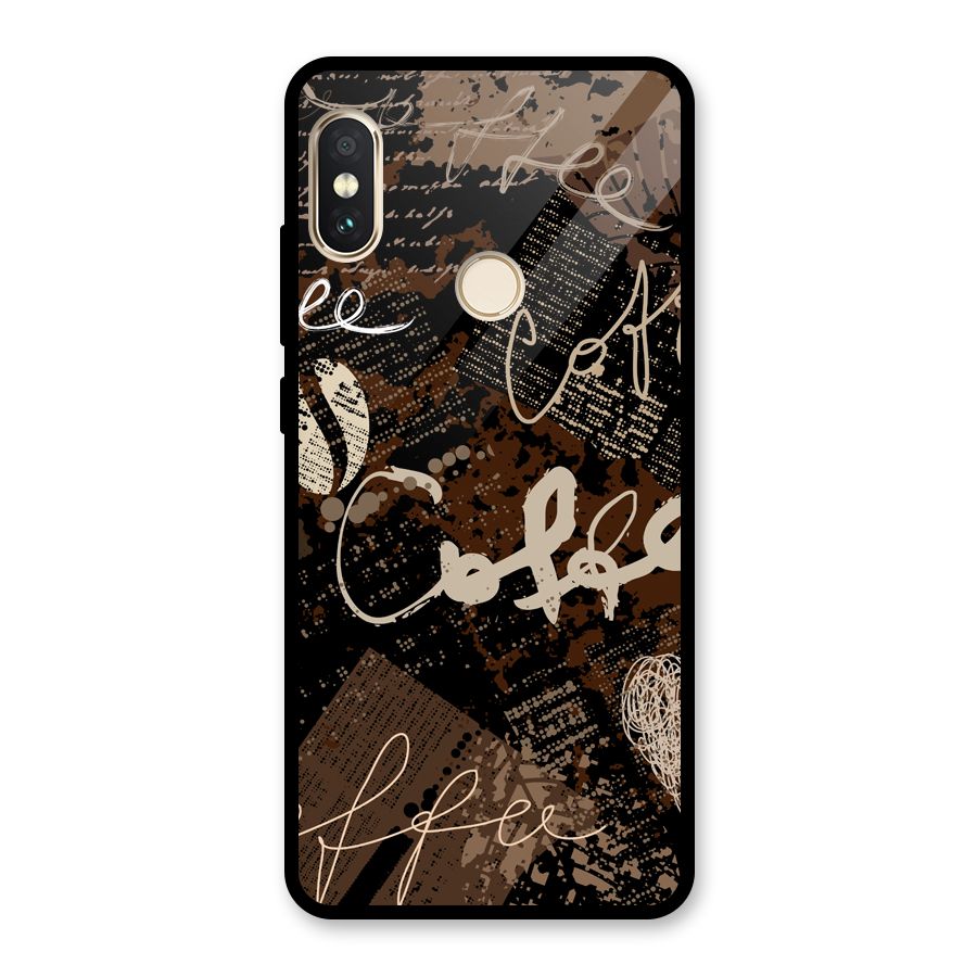 Coffee Scribbles Glass Back Case for Redmi Note 5 Pro