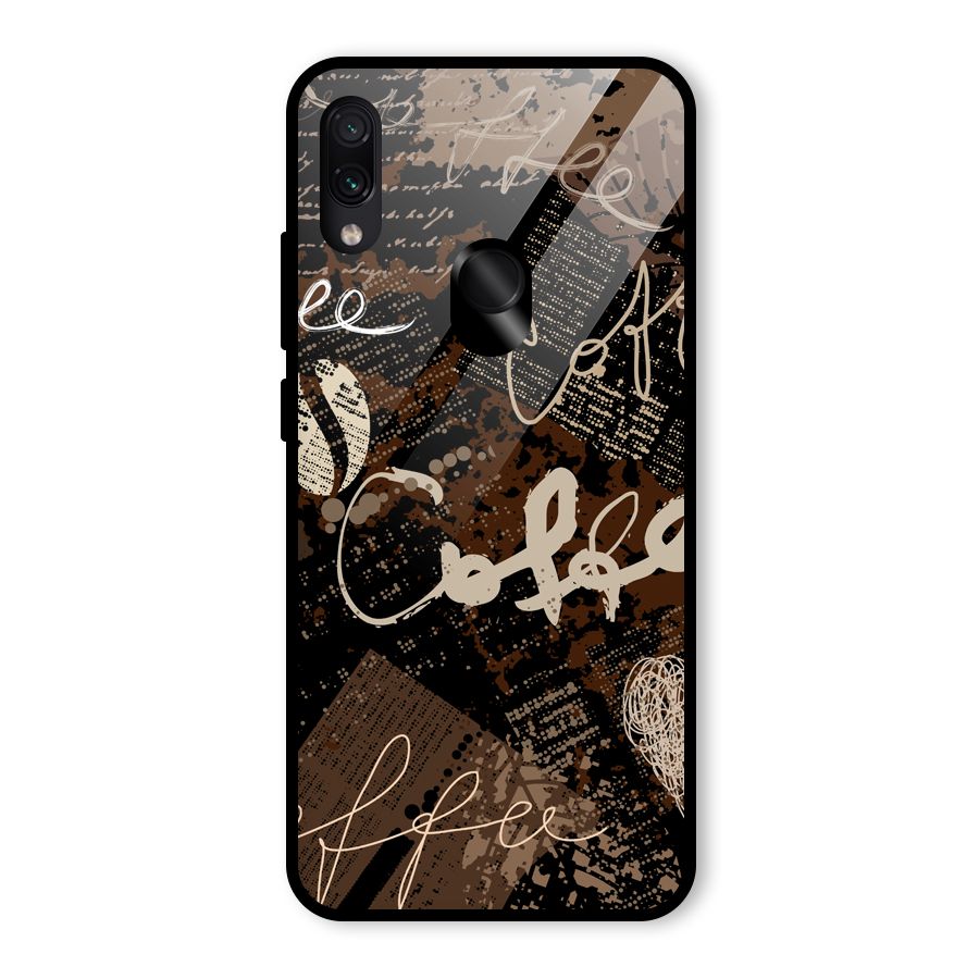 Coffee Scribbles Glass Back Case for Redmi Note 7 Pro