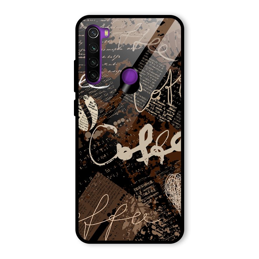 Coffee Scribbles Glass Back Case for Redmi Note 8