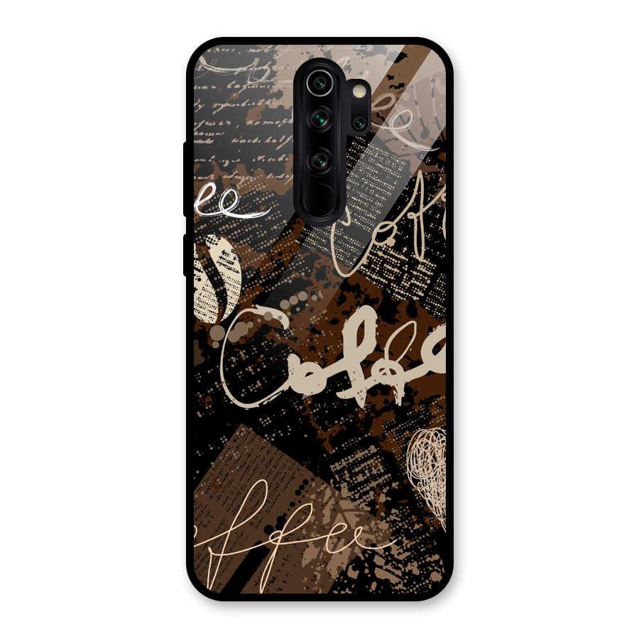 Coffee Scribbles Glass Back Case for Redmi Note 8 Pro