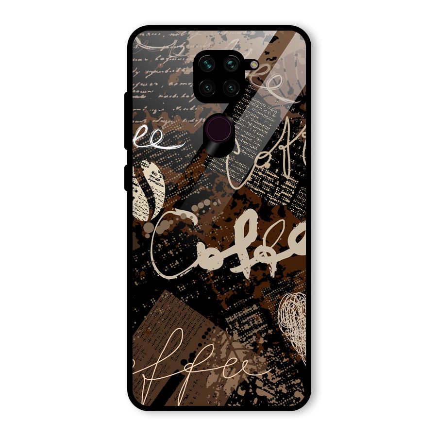 Coffee Scribbles Glass Back Case for Redmi Note 9