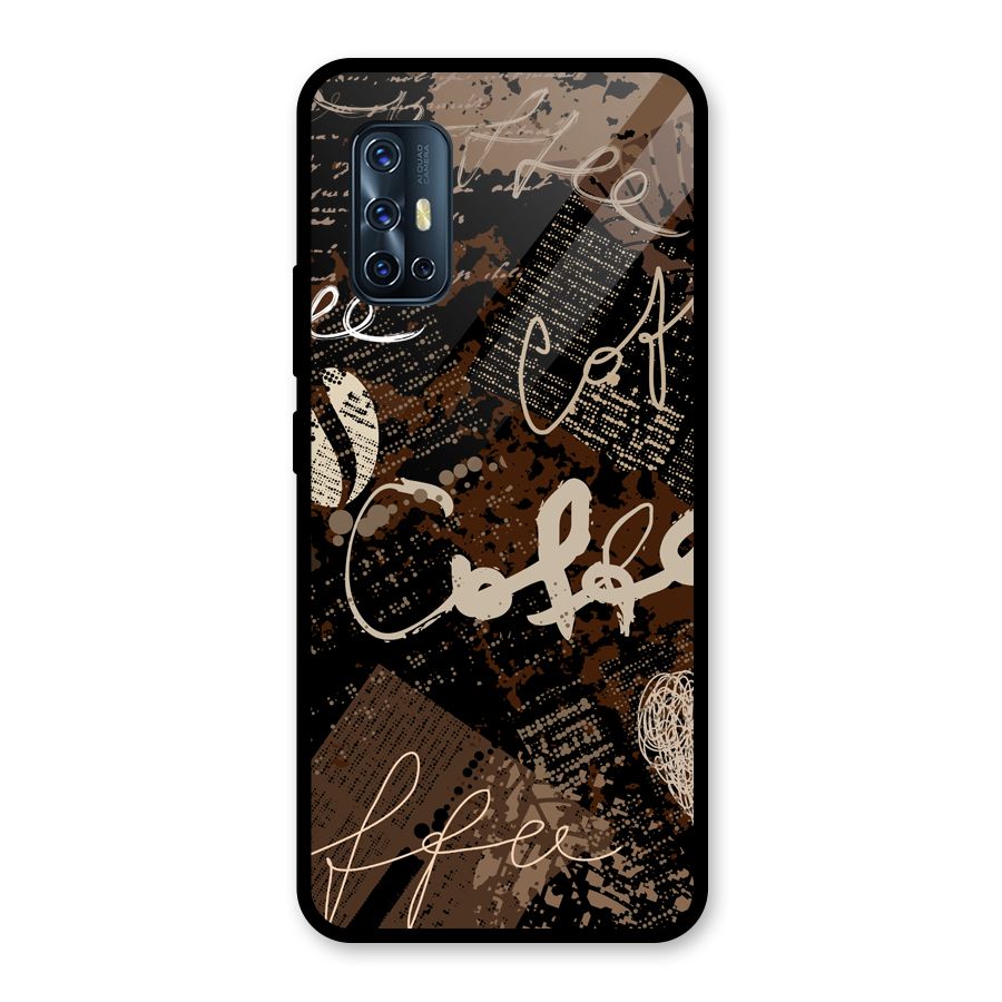 Coffee Scribbles Glass Back Case for Vivo V17