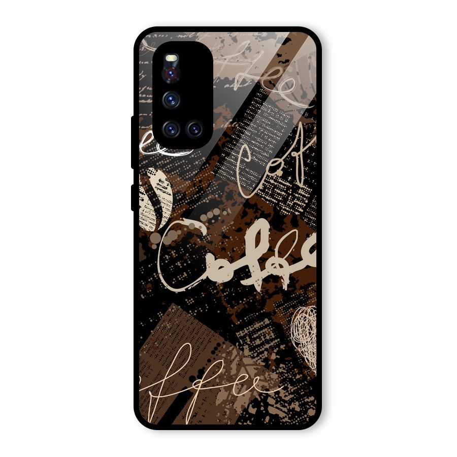 Coffee Scribbles Glass Back Case for Vivo V19