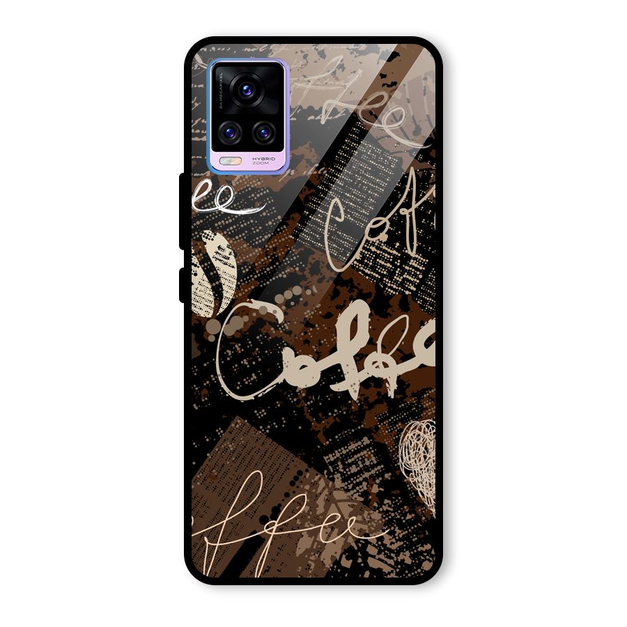 Coffee Scribbles Glass Back Case for Vivo V20 Pro