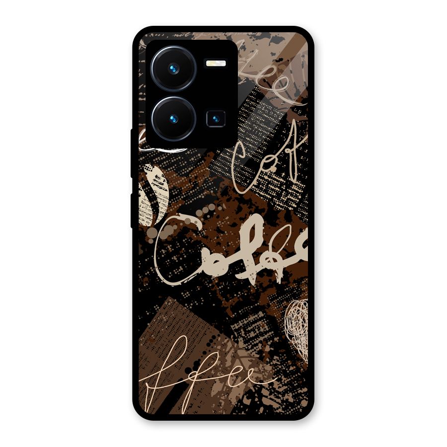Coffee Scribbles Glass Back Case for Vivo Y35