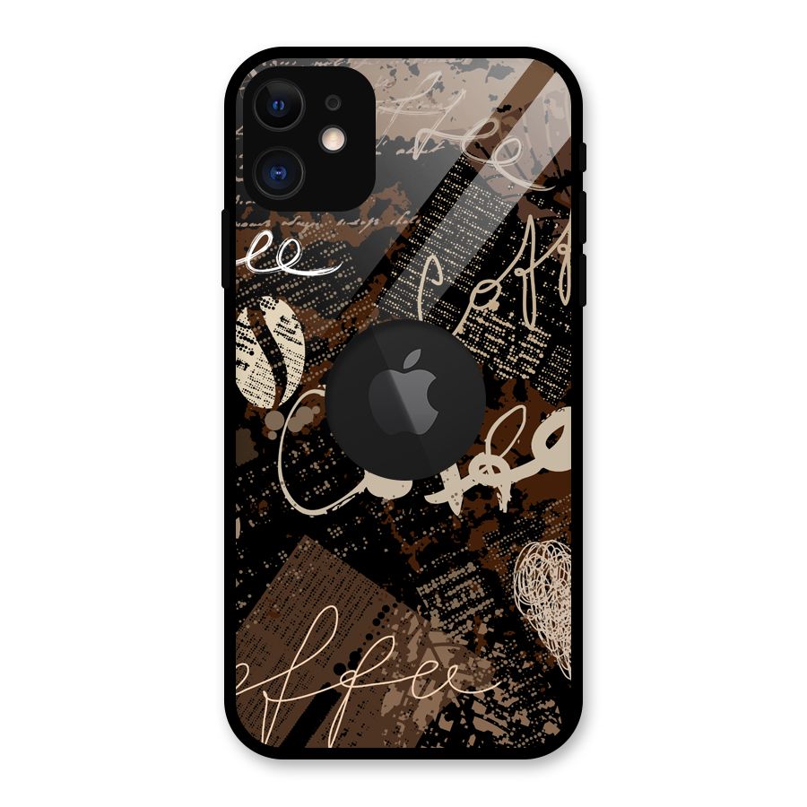 Coffee Scribbles Glass Back Case for iPhone 11 Logo Cut