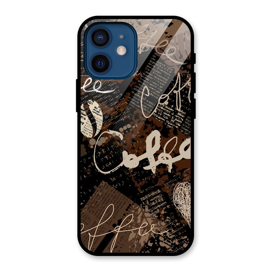 Coffee Scribbles Glass Back Case for iPhone 12 Mini