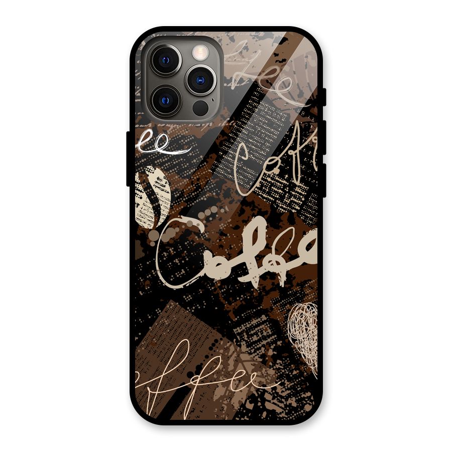 Coffee Scribbles Glass Back Case for iPhone 12 Pro